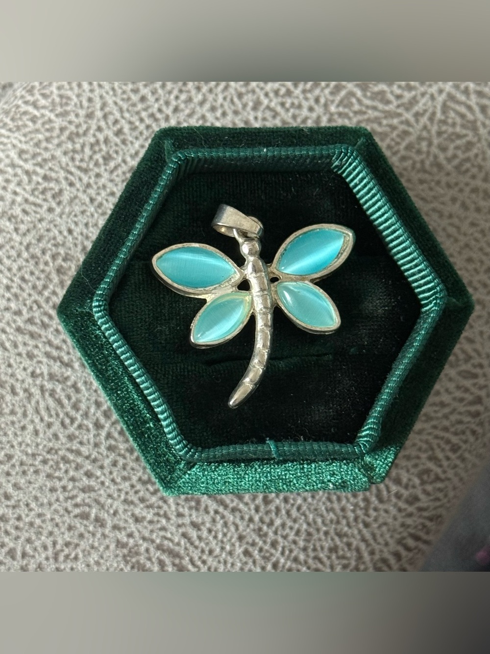 Dragonfly Pendant with Turquoise Enamel Wings